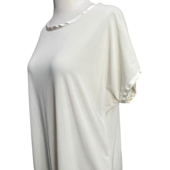 Josie Natori Sleep Shirt Womens M Ivory Side Slit Lightweight Comfort Nightgown - Picture 3 of 13